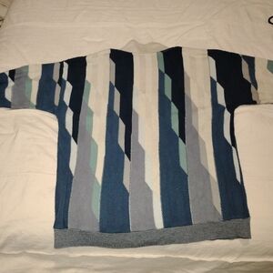 Elegant Blue and Gray Striped Dress Shirt